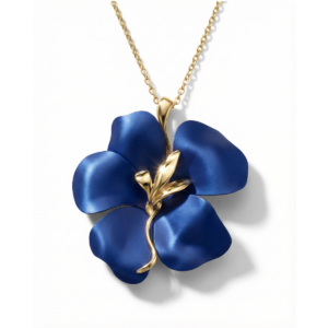 Wisiorek srebrny z tytanem niebieskim Kwiat Half