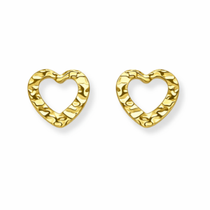 Kolczyki srebrne Wavy serca - Srebrny Pozłacany 24-karaty