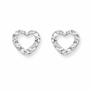 Kolczyki srebrne Wavy serca - Srebrny Rodowany