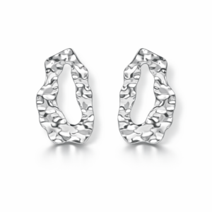 Kolczyki srebrne Wavy owal - Srebrny Rodowany