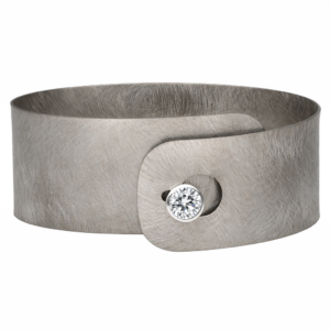 Bransoletka srebrna z tytanem sztywna z cyronią - Srebrny Rodowany