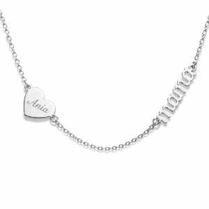 Naszyjnik srebrny Mama i serce - Srebrny Rodowany