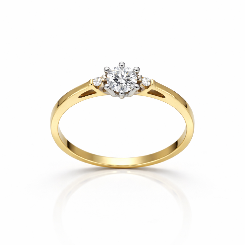 Elegant gold solitaire diamond ring