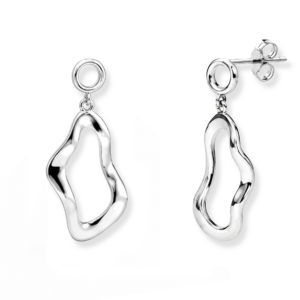 Kolczyki srebrne owalne Wavy - Srebrny Rodowany